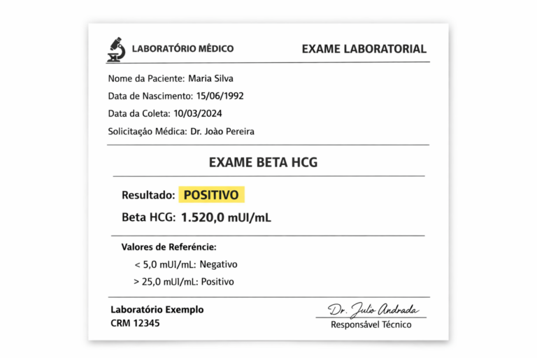 Exame de Gravidez Positivo PDF Para Editar Grátis - laboratório bioclinica